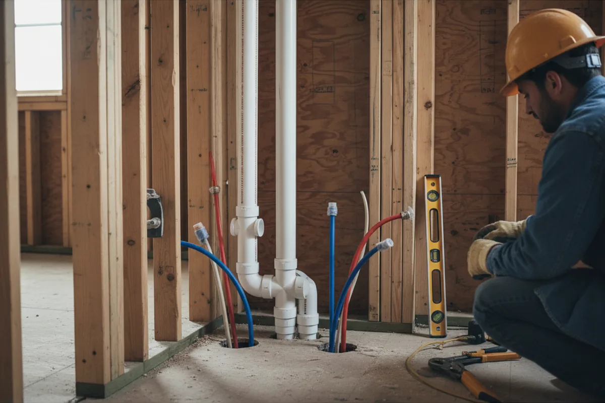 Drain and supply rough-in during Toilet Repair and Installation in Rosser